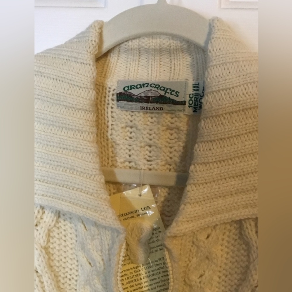 Woman’s Aran Crafts Full Zip Wool Sweater Sz XXL - Picture 3 of 9